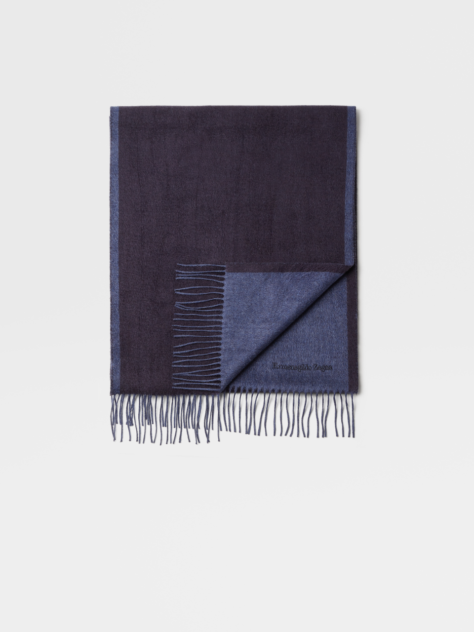 藍色 Zegna 絲質圍巾